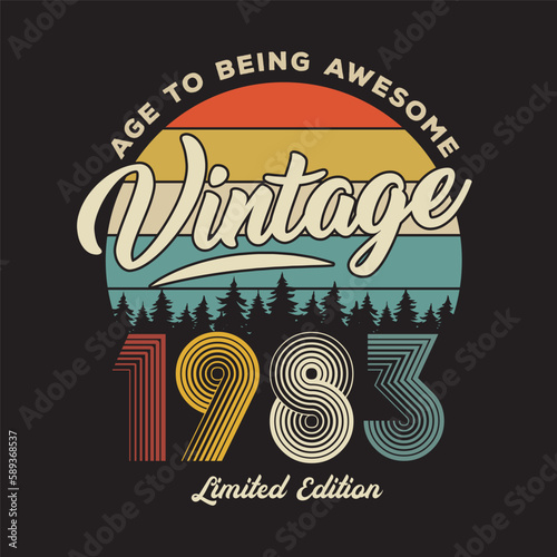 1983 vintage retro t shirt design vector