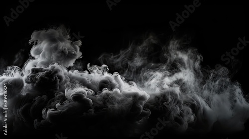 Abstract Fog or Smoke on Black Background for Logo Wallpaper or Web Banner (AI Generated)