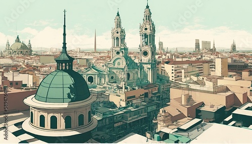 Zaragoza Spain cityscape (ai generate)