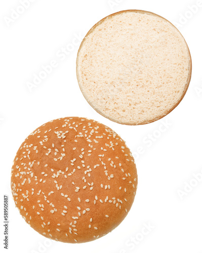 Bułka do hamburgera izolowana na białym tle. Kolekcja.
