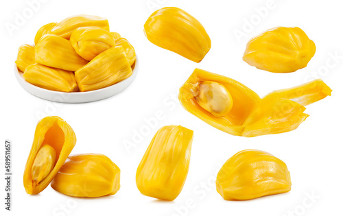 a set of jackfruit isolated on white background.