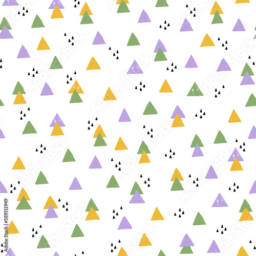 Creative grunge triangles seamless pattern. Abstract geometric texture.