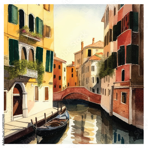 Venice Grand Canal in Italy vector illustration eps 10. Good for poster, gift, package, cover, books, notebooks, billboard, print, boxing, T-shirt design