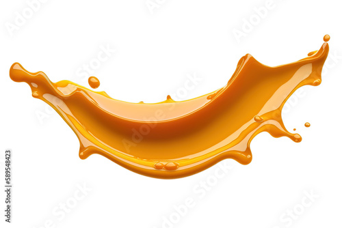 Caramel splash. Ai art isolated cutout