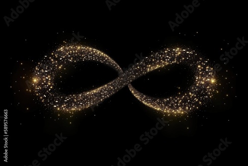 infinity sign made of shiny metallic stars on dark background, created with generative ai