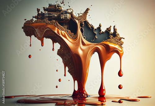 Oil embargo for the aggressor country. Falling oil prices concept. Generative AI