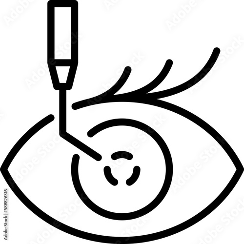 Cataract surgery thin line icon. Ophthalmology. Lasik vision correction. Modern vector illustration.
