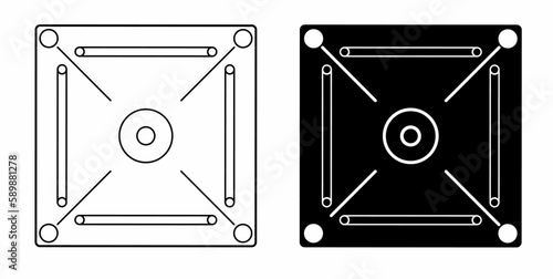 top view carrom board vector set isolated on white background
