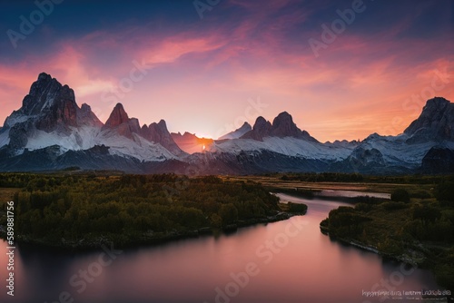 Captivating Sunset Landscape of the Majestic Three Peaks of Lavaredo