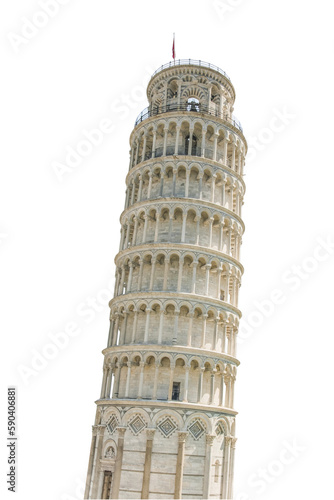 Cutout of an isolated leaning tower of Pisa with the transparent png 
