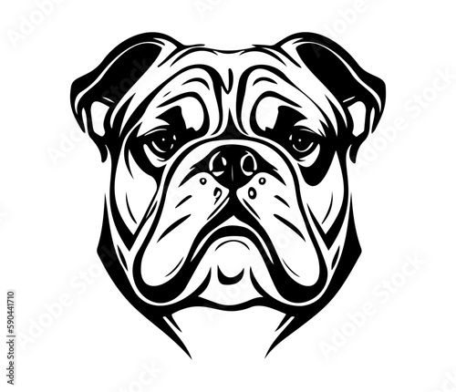 Bulldog Face, Silhouettes Dog Face SVG, black and white bulldog vector