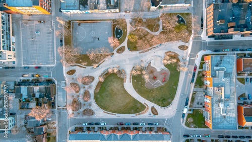 Aerial view of the Joel Weeks Park in Toronto