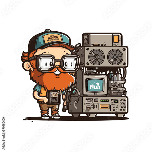 Geek Chic! Embrace your inner tech geek with this enthusiastic illustration!