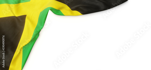 Banner with flag of Jamaica over transparent background. 3D rendering