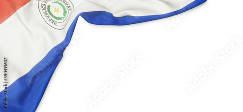Banner with flag of Paraguay over transparent background. 3D rendering