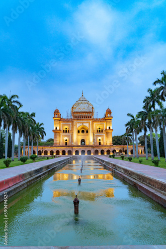 Safdarjung Tomb is located in New Delhi India, beautiful evening or night view