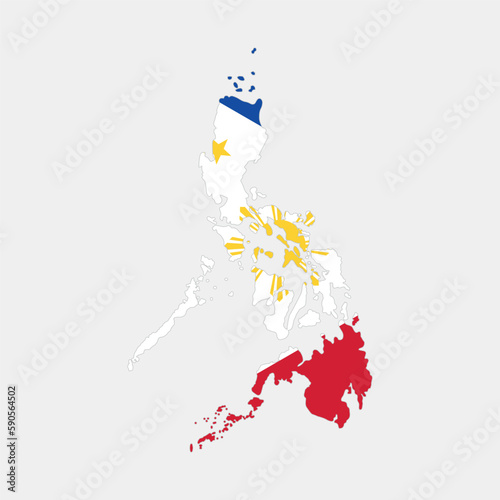 philippines map with flag on gray background