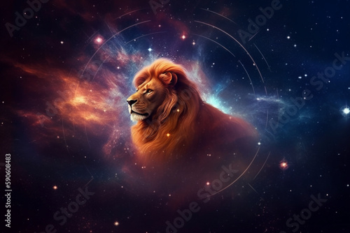  astrology in space leon zodiac sign in space with nebulas and stars Generative AI