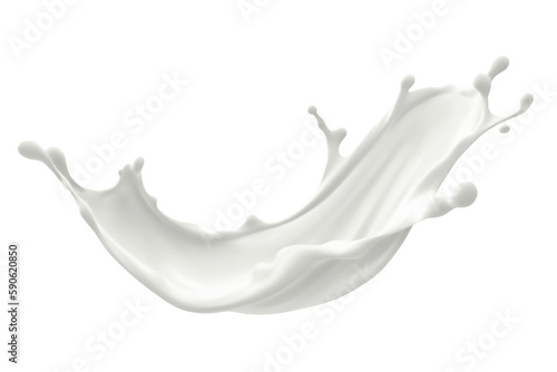 White milk wave splash with splatters and drops. Ai. Cutout on transparent