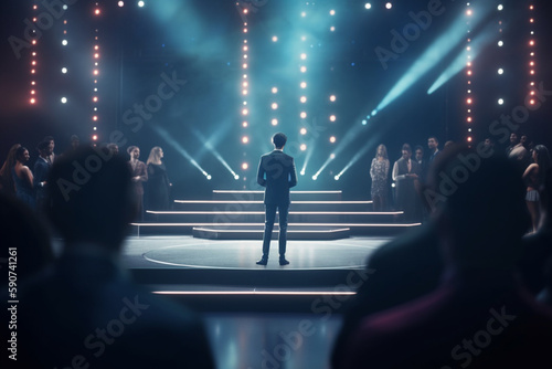 View from the Backstage: TV Show Host or Contestant on Stage