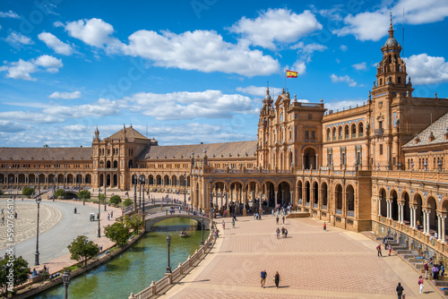Spanish Square or Plaza de Espana at sunny day in Seville, Andalusia, Spain