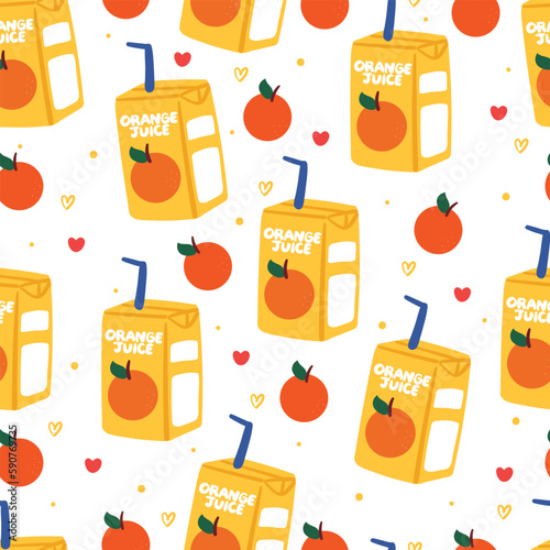 seamless pattern cartoon orange juice. cute pattern for textile, wallpaper