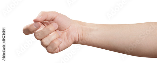 Hand knocking or holding something, cut out