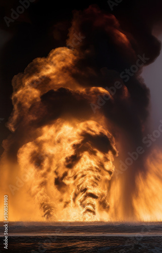 Fuego descontrolado, incendio en el bosque, creado con IA generativa