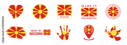 Macedonia national flags icon set. Labels with Macedonia flags. Vector illustration