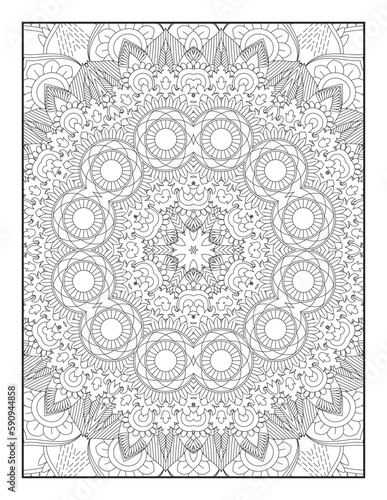 Coloring Page For Adult. Mandala. Vector. Circular pattern in the form of a mandala. Coloring book page. Flower Mandalas. Vintage decorative elements. Mandala Coloring Pages. Pattern Coloring Page.