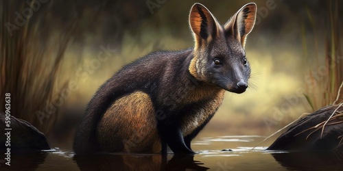 The black wallaby, or swamp wallaby, Wallabia bicolor, is a species of wallaby. Generative AI