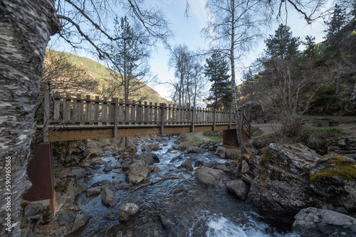 Waterfall in the Comapedrosa Natural Park in Arinsal, La Massana, Andorra.