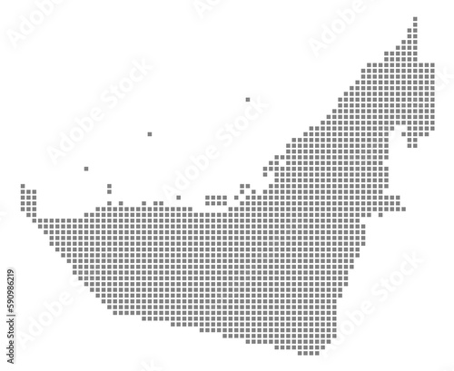 Pixel map of United Arab Emirates. dotted map of UAE isolated on white background. Abstract computer graphic of map.