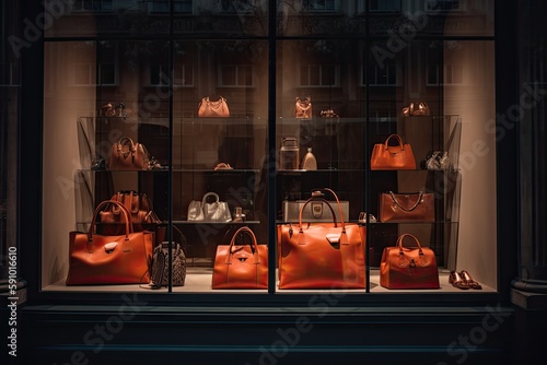 Shop Window with Bags and Shoes, AI Generated