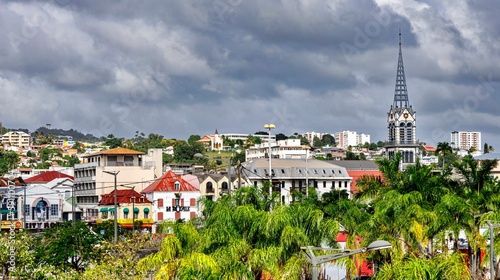 Beautiful cityscape of Georgetown in Guyana against the cloudy sky