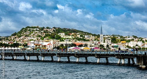 Bridge against the beautiful cityscape of Georgetown in Guyana