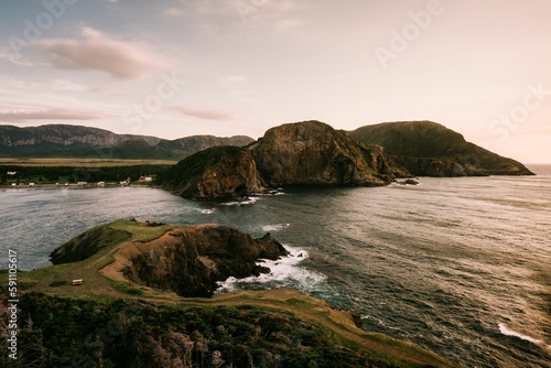 Mesmerizing shot of Bottle Cove on the west coast of Newfoundland, the Gulf of Saint Lawrence Canada