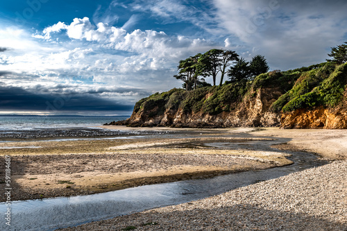 Beach Plage Du Ris At City Douarnenez At The Finistere Atlantic Coast In Brittany, France