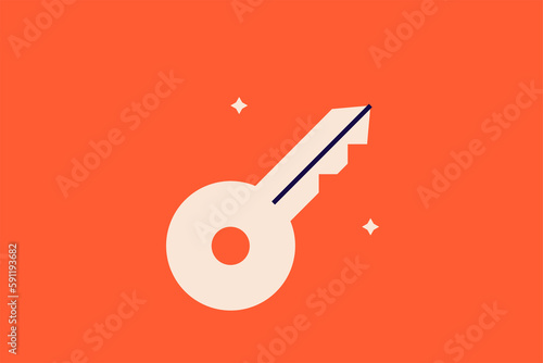 key illustration in flat style design. Vector illustration.