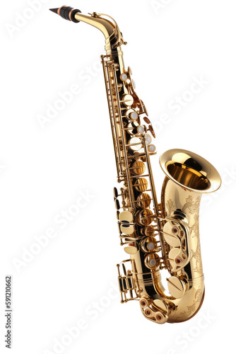 saxophone isolated on transparent background, generative ai