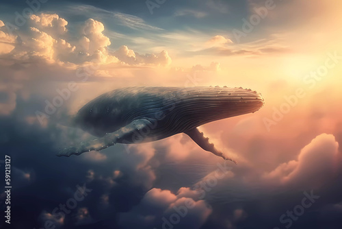 a whale swims through the sky, Generative AI