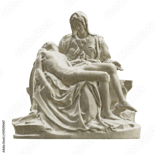 The Pietà classical sculpture isolated on transparent background. 3D rendering