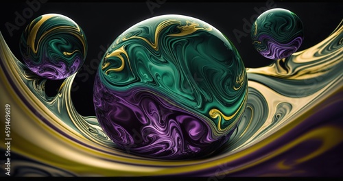 Green marble and golden abstract background texture. Dark green emerald marble with natural luxurious swirls