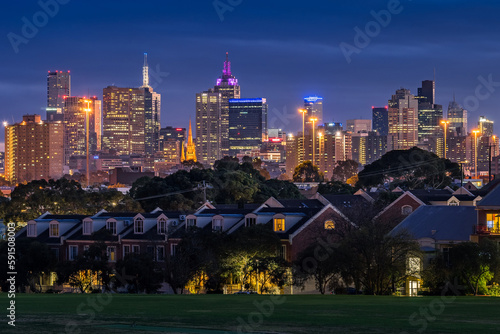 Melbourne, Australia - City illuminated at night