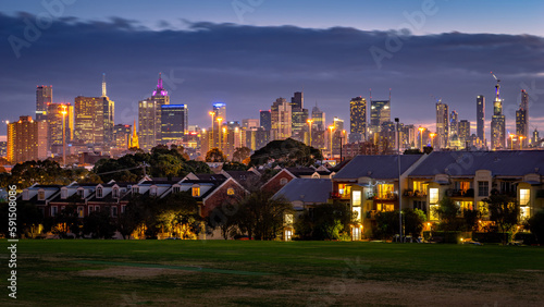 Melbourne, Australia - City illuminated at night