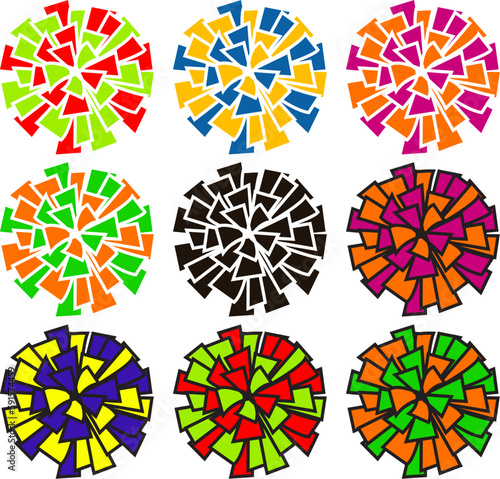 vector set of colorful pom poms