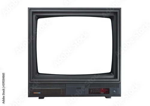 Old tv on isolated. Retro technology concept. Blank screen for text.