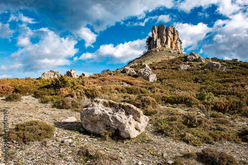 Sardegna, veduta di Perda'e Liana, il tacco montuoso più alto d'Ogliastra e monumento naturale, Italia, Europa