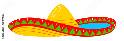 Mexican sombrero. Traditional holiday item. Stylized illustration for celebration Cinco de Mayo.
