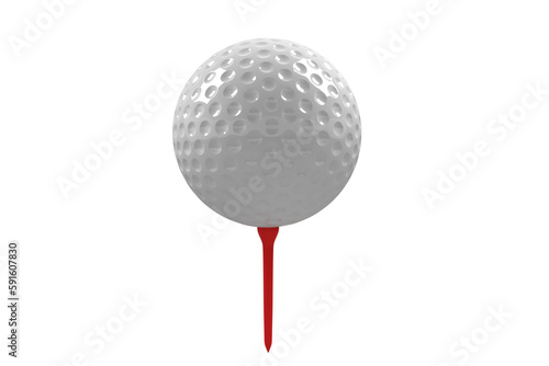 Close-up of golf ball with red tee